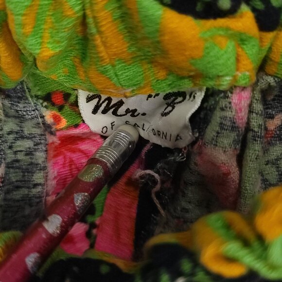 Vtg Mr B of California Maxi Skirt Small? Boho Black Yellow Pink Floral Print - Picture 9 of 10